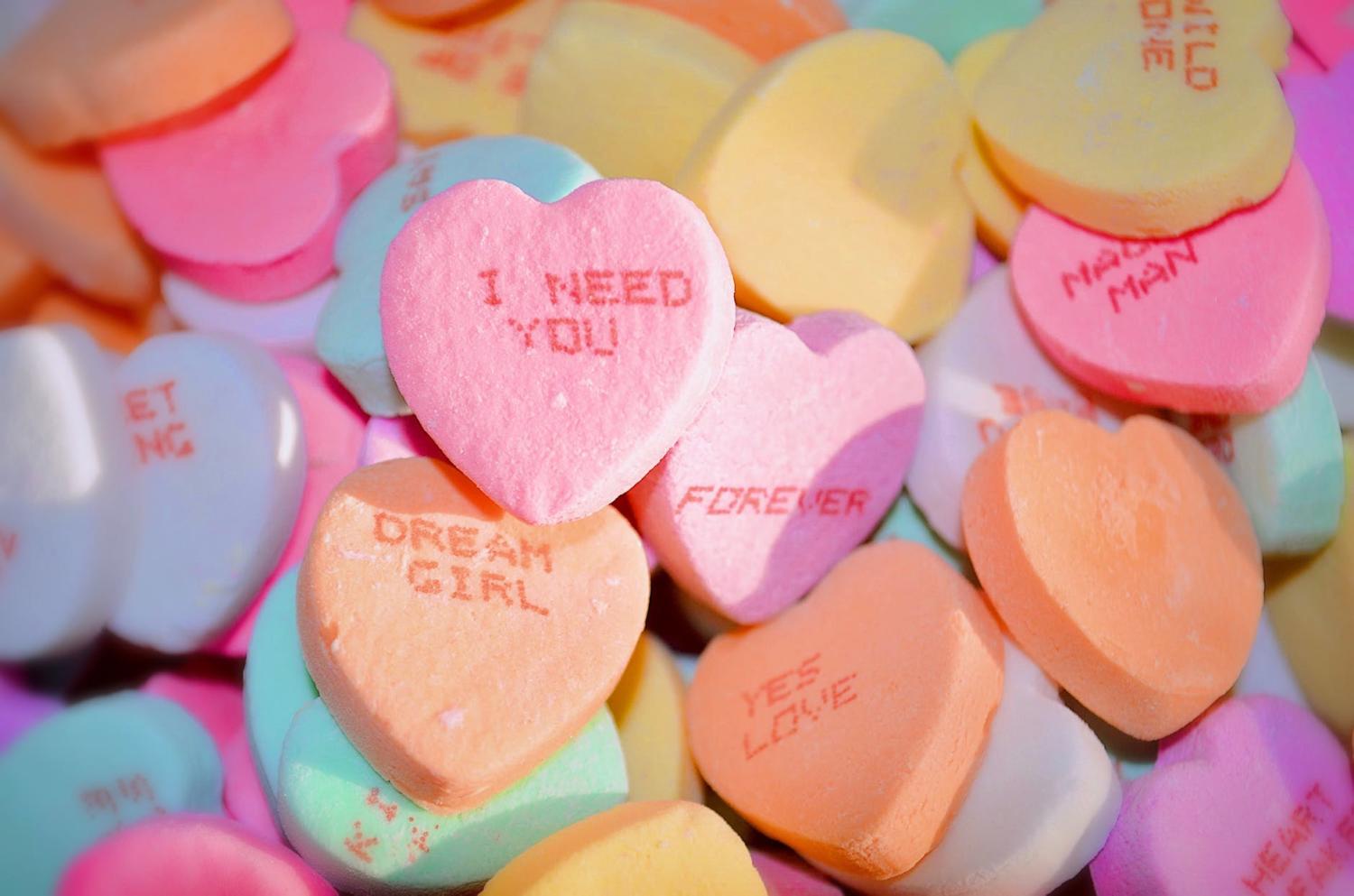 multicolor heart shaped candies